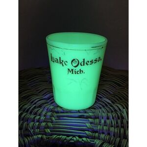 Lake Odessa Michigan Advertising Souvenir Custard Glass Toothpick Holder